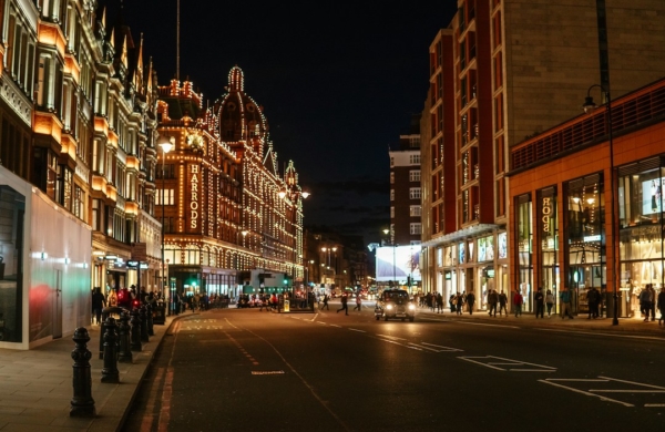 Devanture de Harrods à Londres à Noël