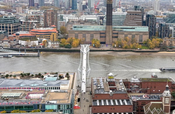 Vue aérienne du Millenium Bridge à Londres